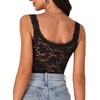 image:imageLYANER Womens Sexy Floral Lace Tops Scallop Strap Sleeveless See Through Sheer Tank Top Cami ShirtSolid Black