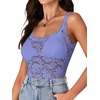 image:imageLYANER Womens Sexy Floral Lace Tops Scallop Strap Sleeveless See Through Sheer Tank Top Cami ShirtViolet