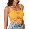 image:imageLYANER Womens Sexy Floral Lace Tops Scallop Strap Sleeveless See Through Sheer Tank Top Cami ShirtYellow