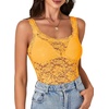 image:imageLYANER Womens Sexy Floral Lace Tops Scallop Strap Sleeveless See Through Sheer Tank Top Cami ShirtYellow