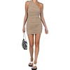 image:imageLYANER Womens Sexy One Shoulder Ruched Sleeveless Bodycon Mini Short DressKhaki