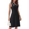 image:imageLYANER Womens Sleeveless Collared Dress Color Block A Line Flare Casual Midi DressesBlack