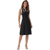 image:imageLYANER Womens Sleeveless Collared Dress Color Block A Line Flare Casual Midi DressesBlack