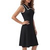 image:imageLYANER Womens Sleeveless Collared Dress Color Block A Line Flare Casual Midi DressesBlack