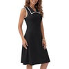 image:imageLYANER Womens Sleeveless Collared Dress Color Block A Line Flare Casual Midi DressesBlack