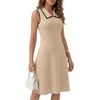 image:imageLYANER Womens Sleeveless Collared Dress Color Block A Line Flare Casual Midi DressesKhaki