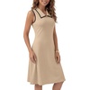 image:imageLYANER Womens Sleeveless Collared Dress Color Block A Line Flare Casual Midi DressesKhaki