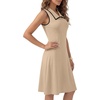 image:imageLYANER Womens Sleeveless Collared Dress Color Block A Line Flare Casual Midi DressesKhaki