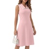 image:imageLYANER Womens Sleeveless Collared Dress Color Block A Line Flare Casual Midi DressesLight Pink