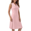 image:imageLYANER Womens Sleeveless Collared Dress Color Block A Line Flare Casual Midi DressesLight Pink