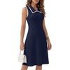 image:imageLYANER Womens Sleeveless Collared Dress Color Block A Line Flare Casual Midi DressesNavy Blue
