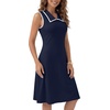 image:imageLYANER Womens Sleeveless Collared Dress Color Block A Line Flare Casual Midi DressesNavy Blue