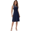 image:imageLYANER Womens Sleeveless Collared Dress Color Block A Line Flare Casual Midi DressesNavy Blue