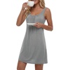 image:imageLYANER Womens Sleeveless Nightgown Sexy Soft Scoop Neck Sleepwear Loose Tank NightshirtLight Gray