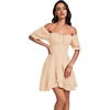 image:imageLYANER Womens Square Neck Ruffle Mini Dress Off The Shoulder Short Sleeve A Line Flowy Graduation DressesBeige