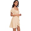 image:imageLYANER Womens Square Neck Ruffle Mini Dress Off The Shoulder Short Sleeve A Line Flowy Graduation DressesBeige
