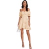 image:imageLYANER Womens Square Neck Ruffle Mini Dress Off The Shoulder Short Sleeve A Line Flowy Graduation DressesBeige