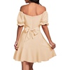 image:imageLYANER Womens Square Neck Ruffle Mini Dress Off The Shoulder Short Sleeve A Line Flowy Graduation DressesBeige