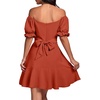 image:imageLYANER Womens Square Neck Ruffle Mini Dress Off The Shoulder Short Sleeve A Line Flowy Graduation DressesDark Orange