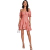 image:imageLYANER Womens Square Neck Ruffle Mini Dress Off The Shoulder Short Sleeve A Line Flowy Graduation DressesDark Pink