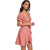 image:imageLYANER Womens Square Neck Ruffle Mini Dress Off The Shoulder Short Sleeve A Line Flowy Graduation DressesDark Pink