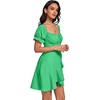 image:imageLYANER Womens Square Neck Ruffle Mini Dress Off The Shoulder Short Sleeve A Line Flowy Graduation DressesGrass Green