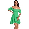 image:imageLYANER Womens Square Neck Ruffle Mini Dress Off The Shoulder Short Sleeve A Line Flowy Graduation DressesGrass Green