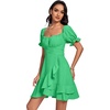 image:imageLYANER Womens Square Neck Ruffle Mini Dress Off The Shoulder Short Sleeve A Line Flowy Graduation DressesGrass Green