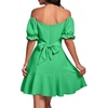 image:imageLYANER Womens Square Neck Ruffle Mini Dress Off The Shoulder Short Sleeve A Line Flowy Graduation DressesGrass Green