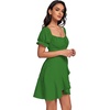 image:imageLYANER Womens Square Neck Ruffle Mini Dress Off The Shoulder Short Sleeve A Line Flowy Graduation DressesGreen