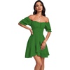 image:imageLYANER Womens Square Neck Ruffle Mini Dress Off The Shoulder Short Sleeve A Line Flowy Graduation DressesGreen