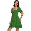 image:imageLYANER Womens Square Neck Ruffle Mini Dress Off The Shoulder Short Sleeve A Line Flowy Graduation DressesGreen