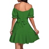 image:imageLYANER Womens Square Neck Ruffle Mini Dress Off The Shoulder Short Sleeve A Line Flowy Graduation DressesGreen