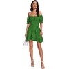 image:imageLYANER Womens Square Neck Ruffle Mini Dress Off The Shoulder Short Sleeve A Line Flowy Graduation DressesGreen