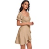 image:imageLYANER Womens Square Neck Ruffle Mini Dress Off The Shoulder Short Sleeve A Line Flowy Graduation DressesKhaki