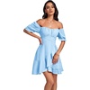image:imageLYANER Womens Square Neck Ruffle Mini Dress Off The Shoulder Short Sleeve A Line Flowy Graduation DressesLight Blue