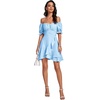 image:imageLYANER Womens Square Neck Ruffle Mini Dress Off The Shoulder Short Sleeve A Line Flowy Graduation DressesLight Blue