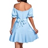 image:imageLYANER Womens Square Neck Ruffle Mini Dress Off The Shoulder Short Sleeve A Line Flowy Graduation DressesLight Blue