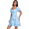 image:imageLYANER Womens Square Neck Ruffle Mini Dress Off The Shoulder Short Sleeve A Line Flowy Graduation DressesLight Blue