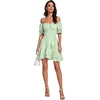 image:imageLYANER Womens Square Neck Ruffle Mini Dress Off The Shoulder Short Sleeve A Line Flowy Graduation DressesLight Green