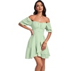 image:imageLYANER Womens Square Neck Ruffle Mini Dress Off The Shoulder Short Sleeve A Line Flowy Graduation DressesLight Green