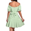 image:imageLYANER Womens Square Neck Ruffle Mini Dress Off The Shoulder Short Sleeve A Line Flowy Graduation DressesLight Green