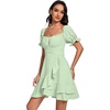 image:imageLYANER Womens Square Neck Ruffle Mini Dress Off The Shoulder Short Sleeve A Line Flowy Graduation DressesLight Green