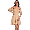 image:imageLYANER Womens Square Neck Ruffle Mini Dress Off The Shoulder Short Sleeve A Line Flowy Graduation DressesLight Khaki