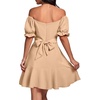 image:imageLYANER Womens Square Neck Ruffle Mini Dress Off The Shoulder Short Sleeve A Line Flowy Graduation DressesLight Khaki