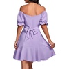 image:imageLYANER Womens Square Neck Ruffle Mini Dress Off The Shoulder Short Sleeve A Line Flowy Graduation DressesLilac