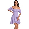 image:imageLYANER Womens Square Neck Ruffle Mini Dress Off The Shoulder Short Sleeve A Line Flowy Graduation DressesLilac