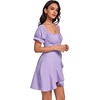 image:imageLYANER Womens Square Neck Ruffle Mini Dress Off The Shoulder Short Sleeve A Line Flowy Graduation DressesLilac