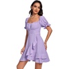 image:imageLYANER Womens Square Neck Ruffle Mini Dress Off The Shoulder Short Sleeve A Line Flowy Graduation DressesLilac