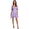 image:imageLYANER Womens Square Neck Ruffle Mini Dress Off The Shoulder Short Sleeve A Line Flowy Graduation DressesLilac